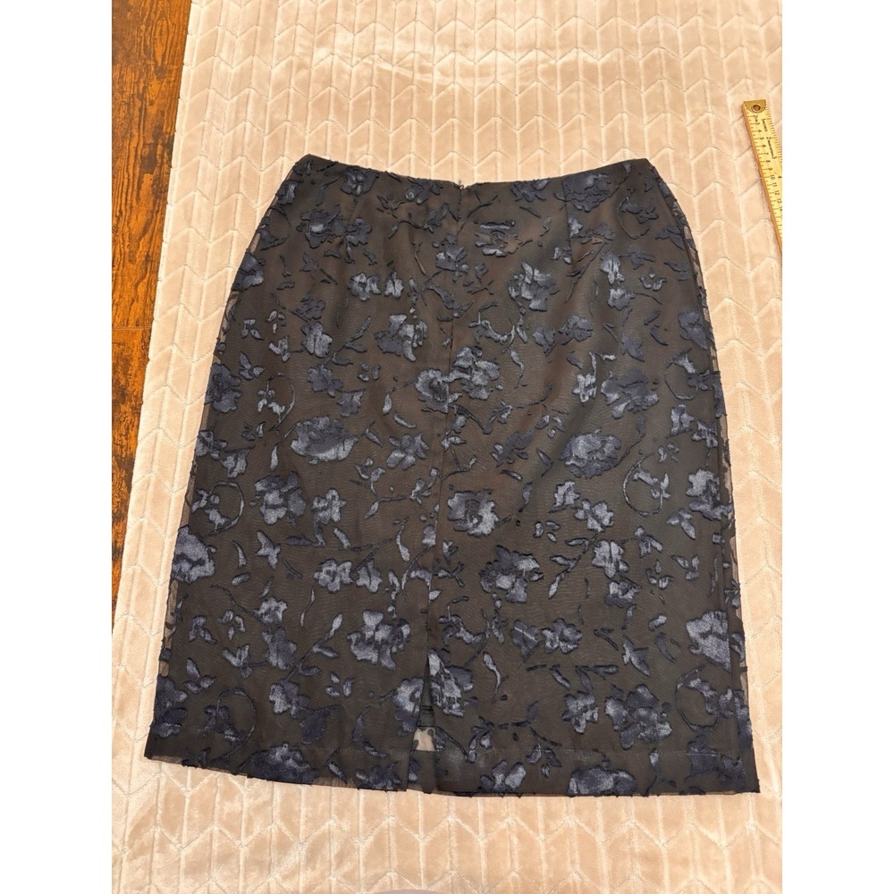 PRETA Velvet Floral Burnout Mesh Midi Pencil Skirt Size 42 Goth Dark Academia - Picture 8 of 11